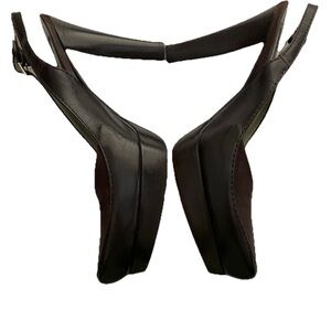 SPORTMAX Brown LEATHER Platform HEELS Size 36 Made in ITALY